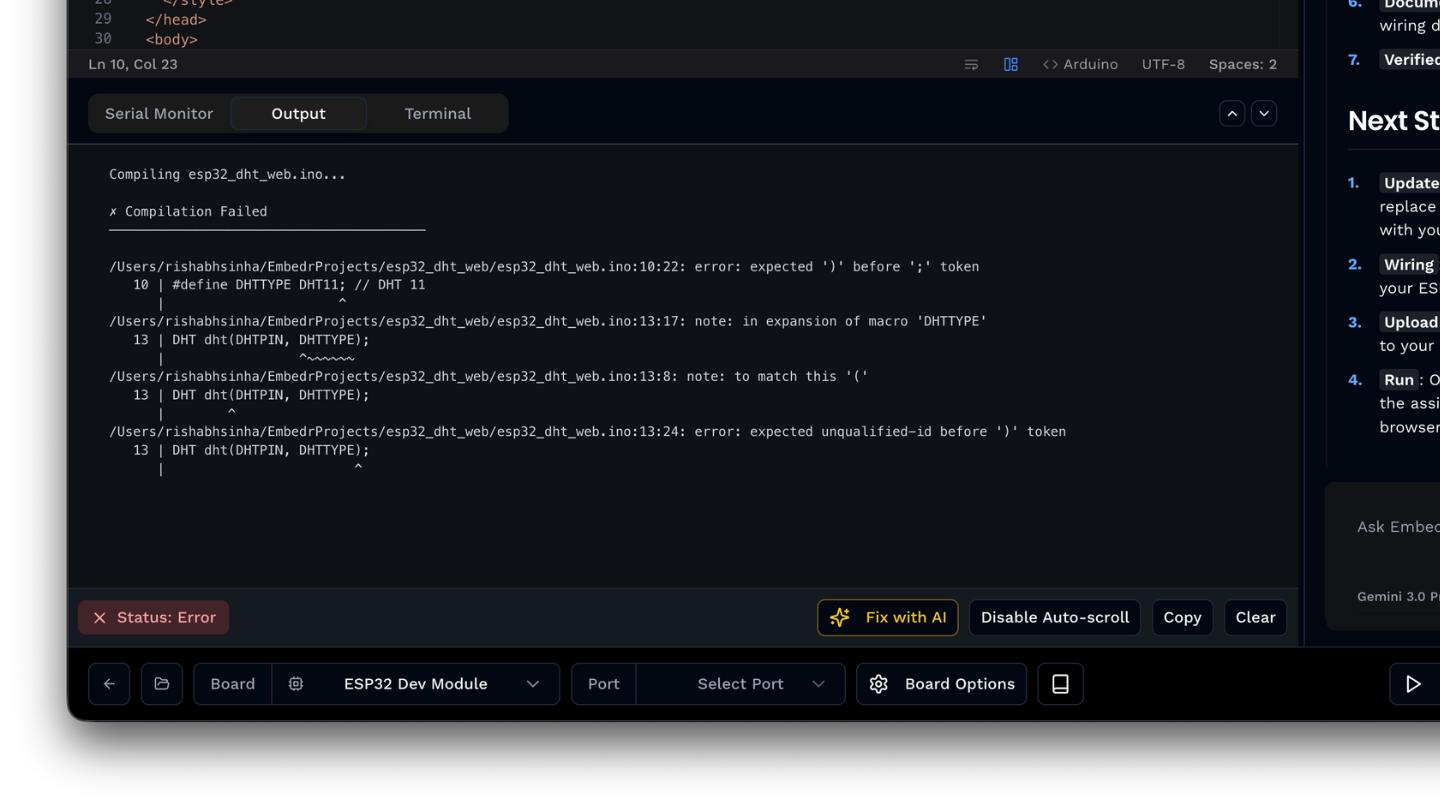 Fix with AI button in Embedr output